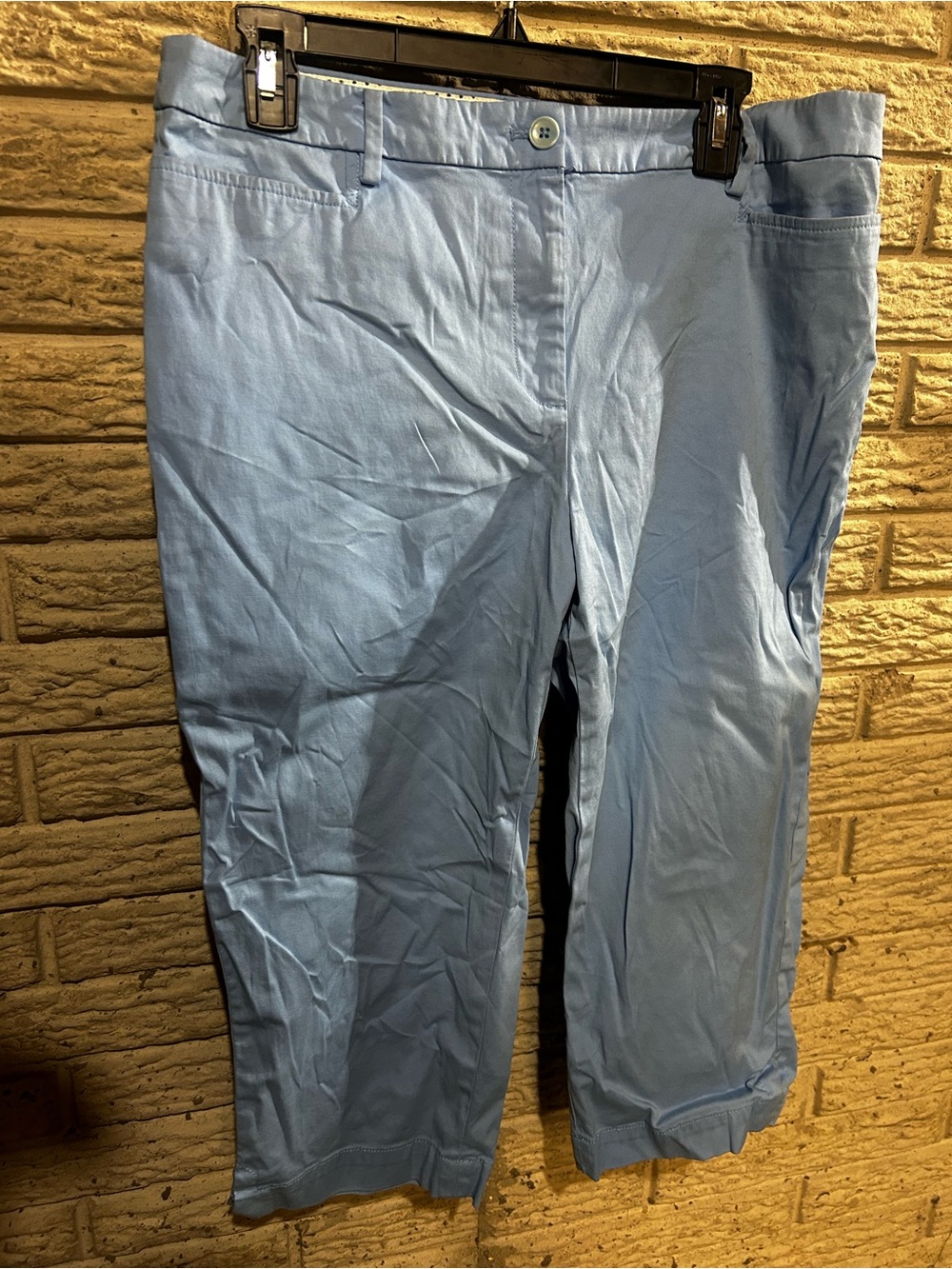 Womens Pants-TALBOTS-blue cotton stretch "perfect skimmer"-12p (petite) Capris
